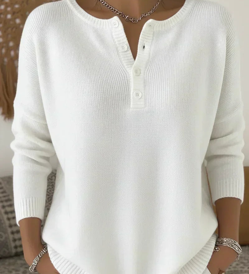 Helena | Pulôver de Tricot com Botões Henley