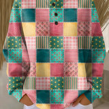 Agnes - Pulôver patchwork rosa e turquesa
