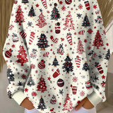 Anna - Pull de Natal branco com pinheiros e bolas