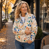 Delphine | Cardigan com fecho éclair estampado de folhas botânicas