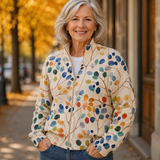 Delphine | Cardigan com fecho éclair estampado de folhas botânicas