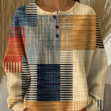 Thea - Pull patchwork ocre e azul