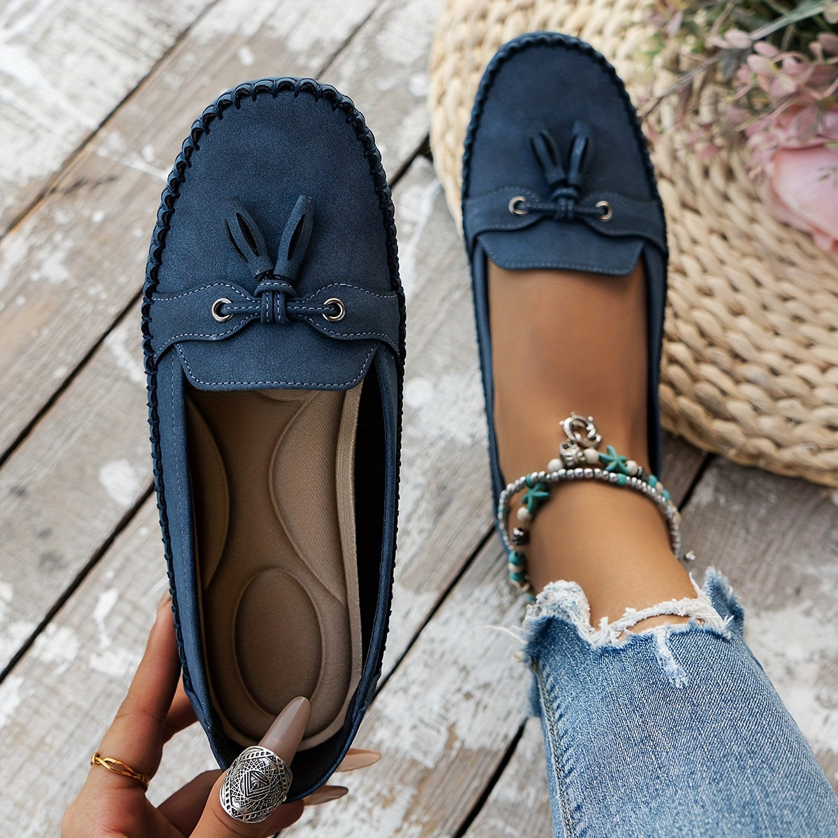 Nadine - Mocassins clássicos com detalhe de franjas