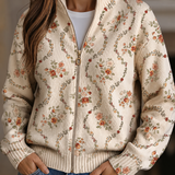 Vivienne | Cardigan com fecho éclair e padrão floral