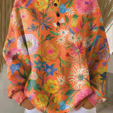 Faustine - Pulôver laranja com flores