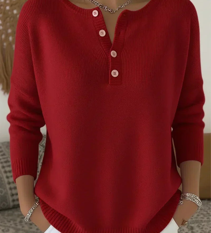 Helena | Pulôver de Tricot com Botões Henley