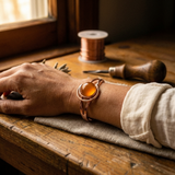 Brinco Esfera Laranja Pulseira de Cobre