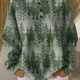 Inès - Pull verde com floresta de pinheiros