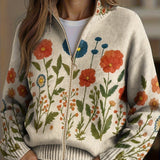Juniper | Cardigan com fecho éclair em campo de flores selvagens