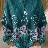 Yolande - Pullover turquesa com flores