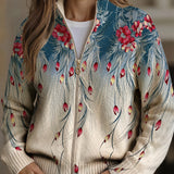 Seraphine | Cardigan com fecho e degradê floral